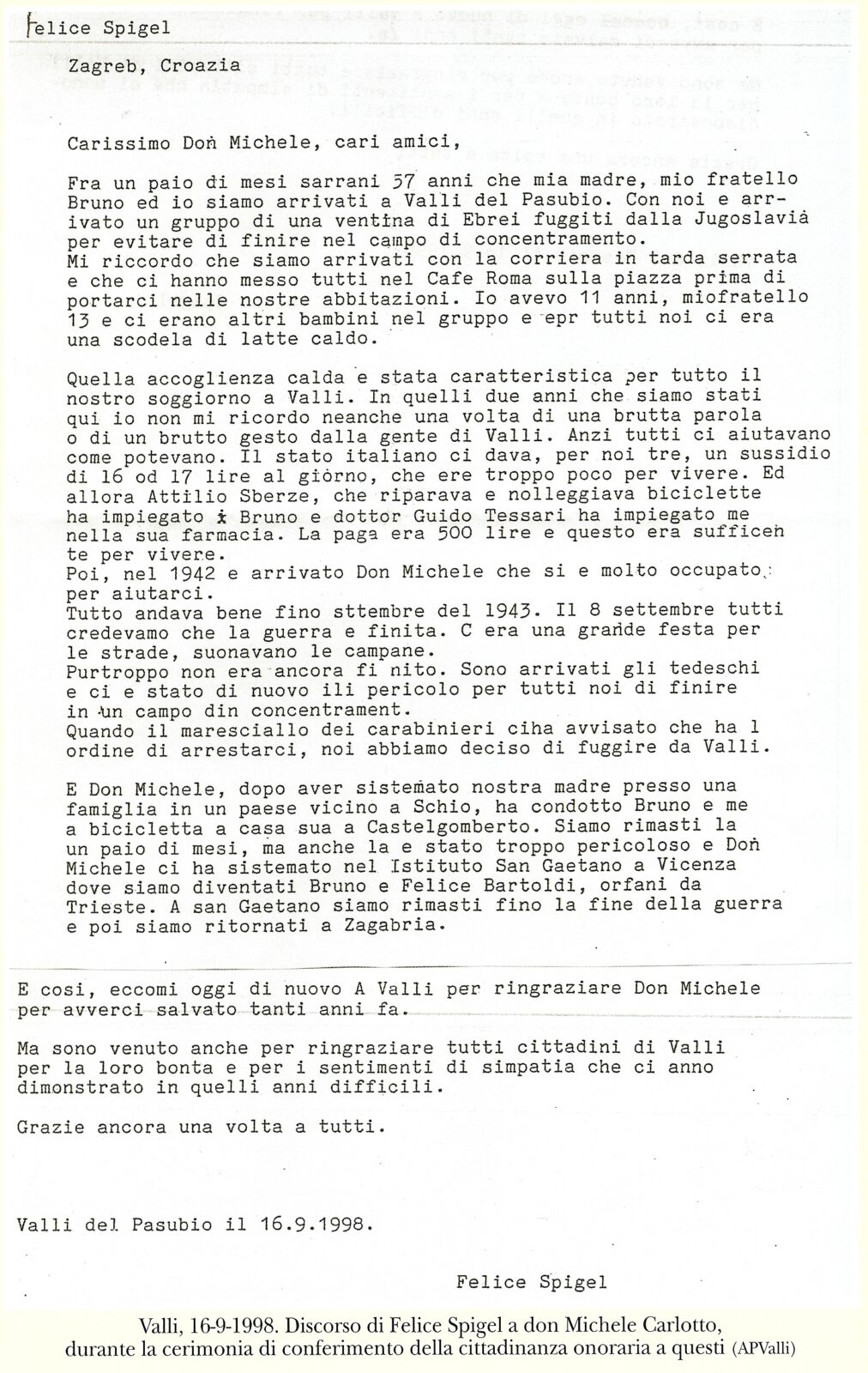 Discorso di Felice Spiegel